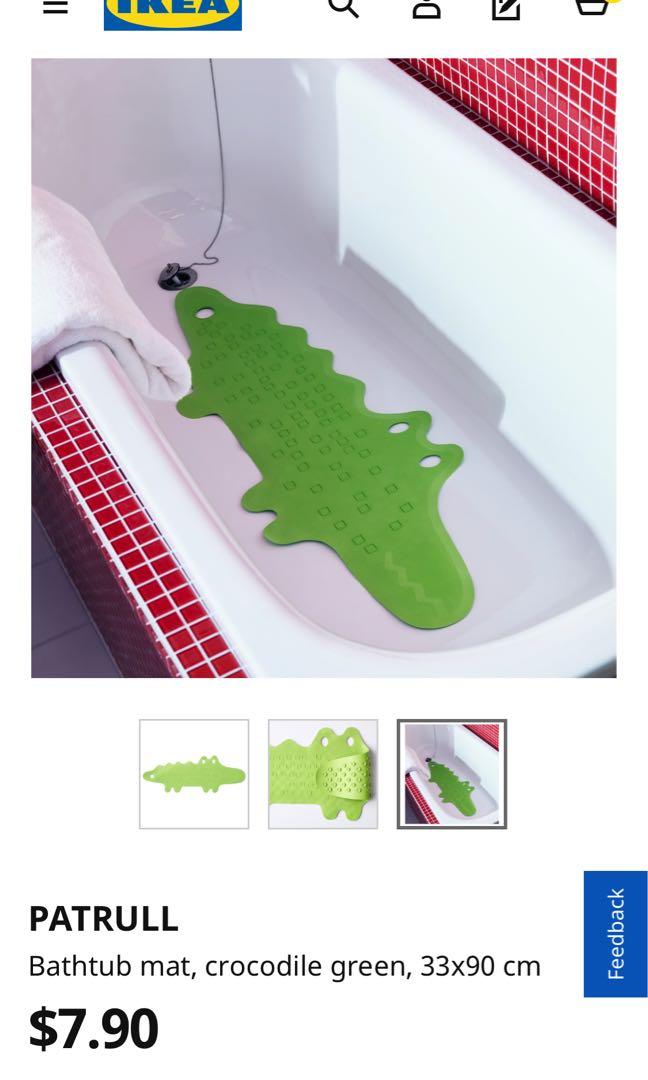 Ikea PATRULL Bathtub Mat Green Crocodile 