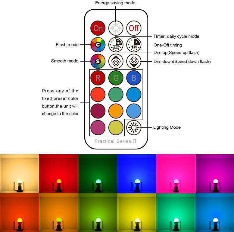 iLC LED Light Bulb Spotlight Colour Changing B22 12 Colors 3W