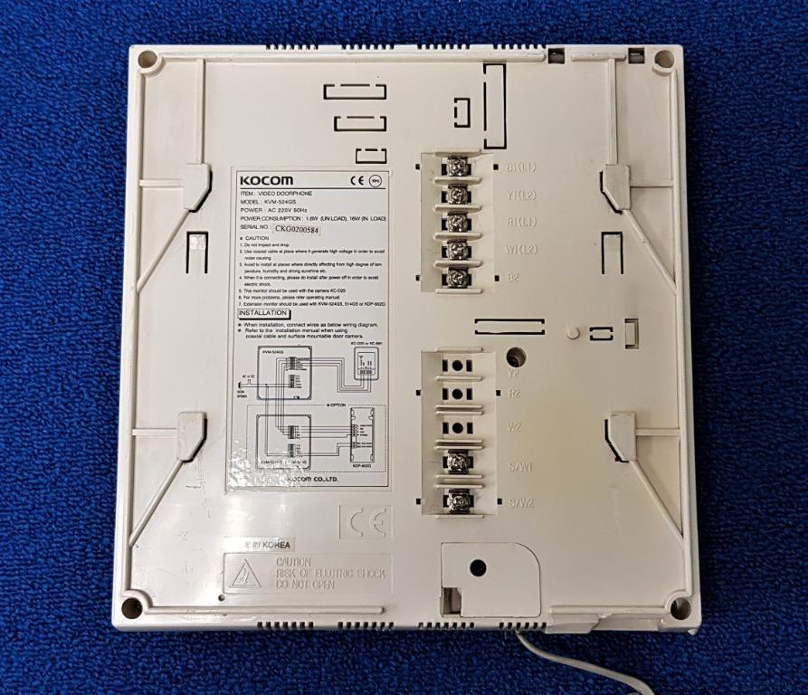 KOCOM VIDEO DOOR PHONE MODEL: KVM-524GS (AC220V 50HZ). MADE IN KOREA ...