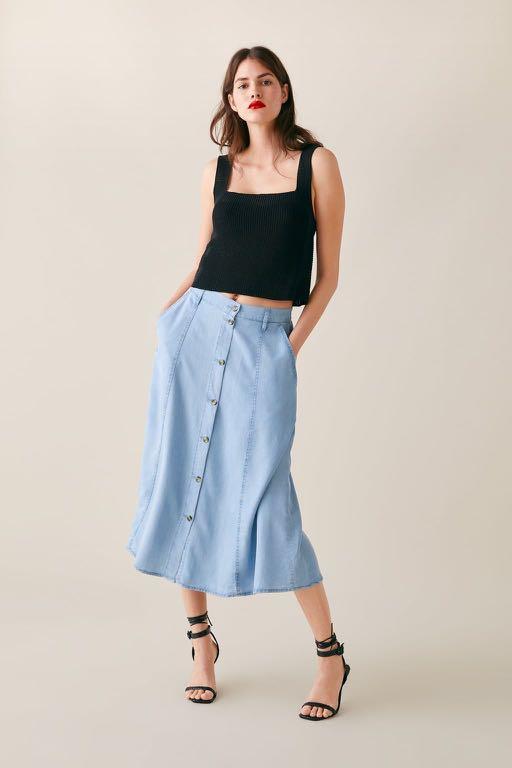 Pale blue midi skirt Clearance