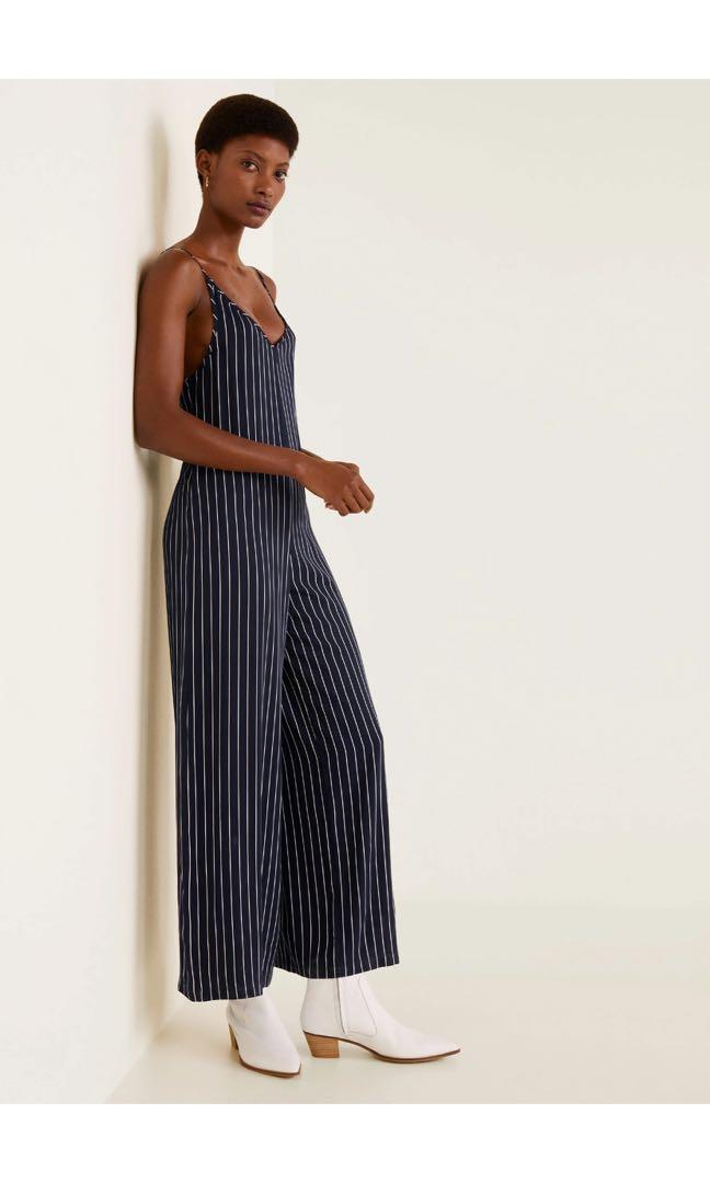 Mango Striped Long Jumpsuit