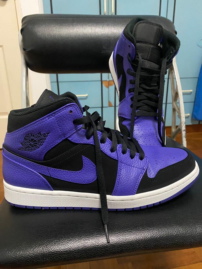 Air jordan 1 mid black dark concord hot sale