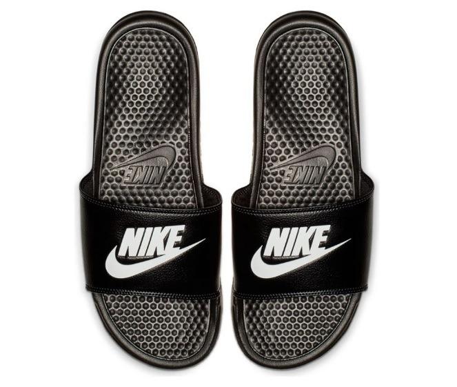 nike red and black slippers