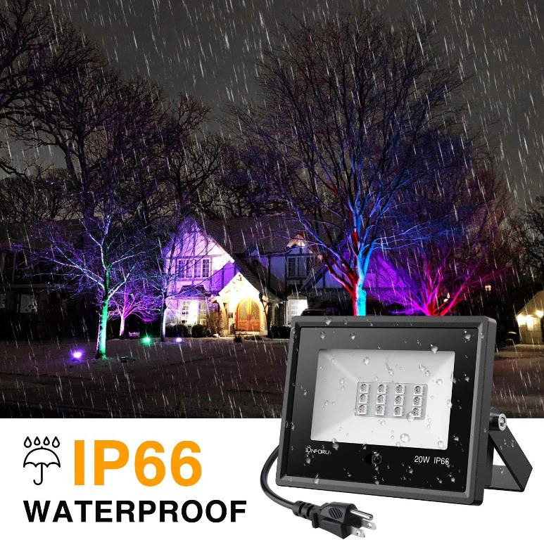 Onforu Pack 20W Color LED Flood Lights, RGB LED Flood Light with Remote  Control, IP66 Waterproof Outdoor Indoor Color Changing Floodlight, Dimmable  Wall Washer Light for Party, Garden, Landscape, Furniture 