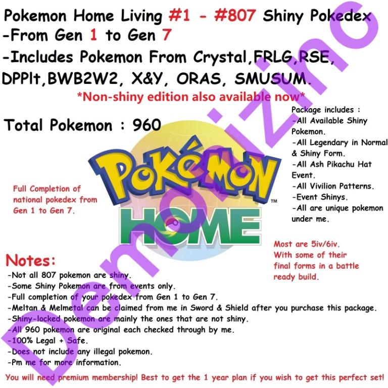 Pokemon Home Shiny Living Dex Pokedex 1 807 Toys Games Video Gaming In Game Products On Carousell