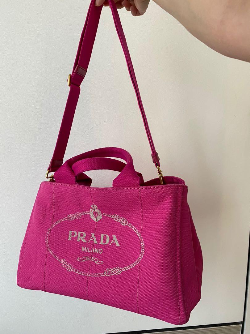 Prada pink canvas tote deals