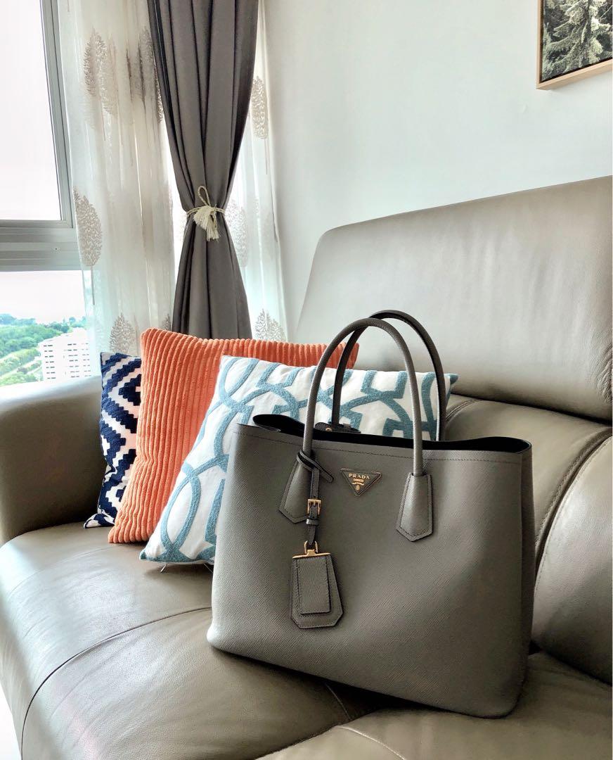 Prada Bag Saffiano Cuir [Grey], Luxury, Bags & Wallets on Carousell