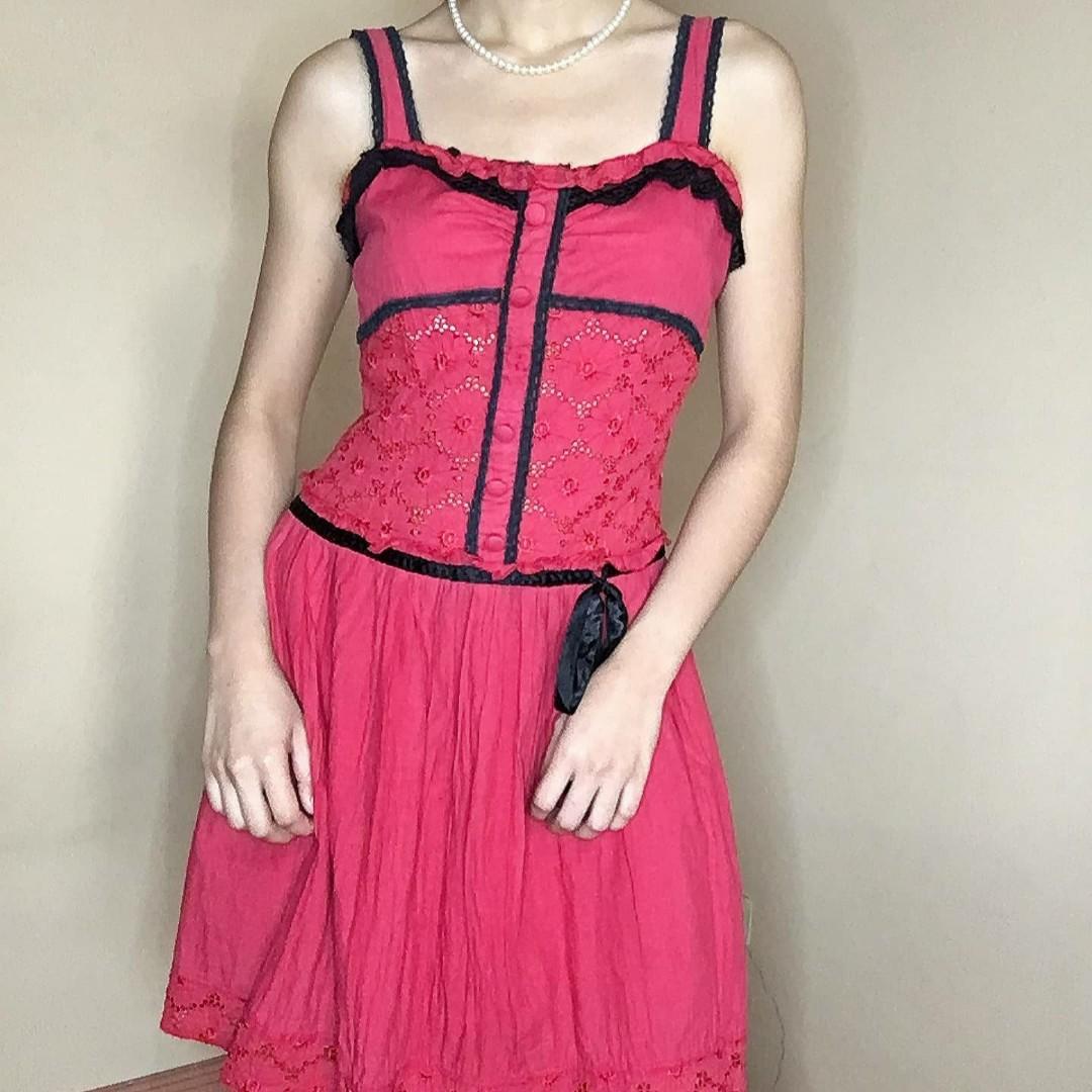 red fit and flare dress