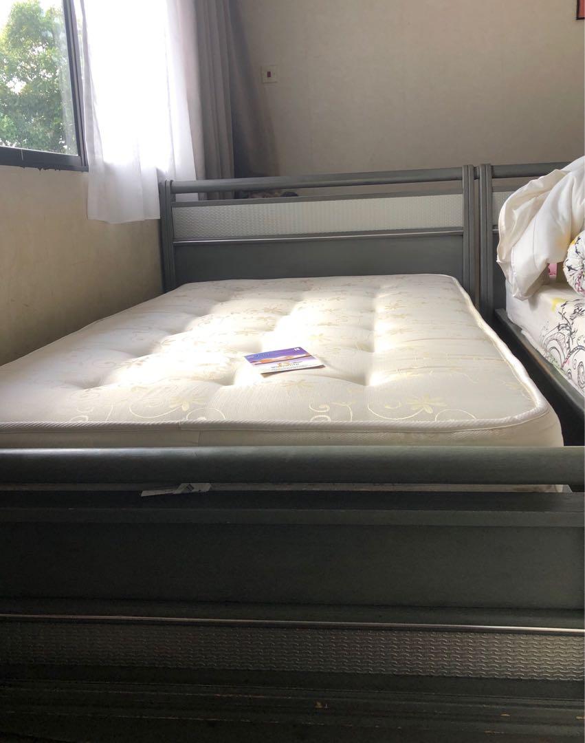 Super single bed frame with mattress, Furniture & Home Living