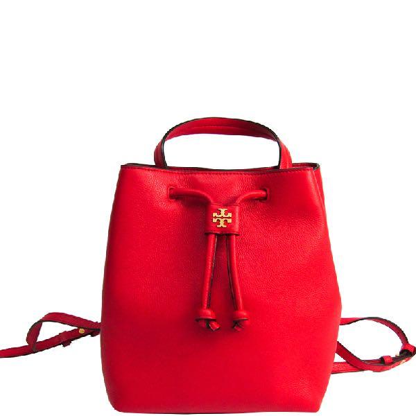 Tory Burch Red Leather Drawstring Backpack