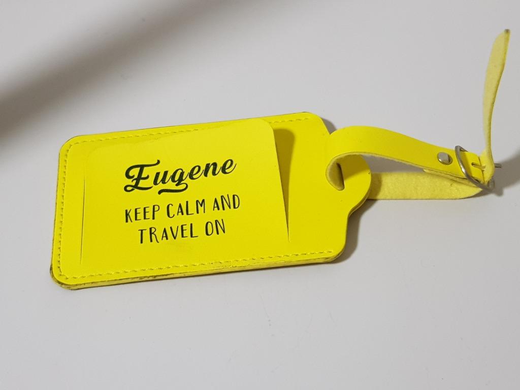 yellow luggage tag