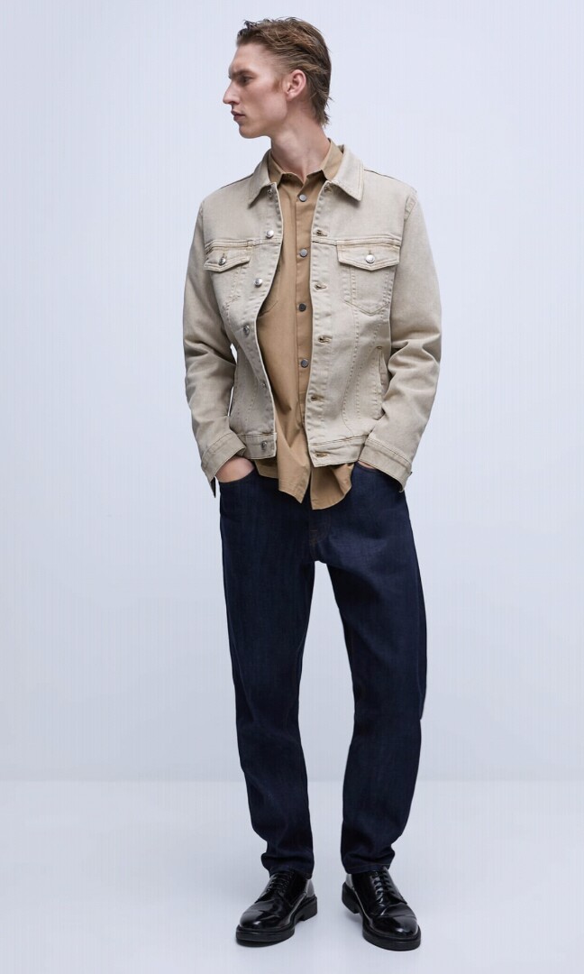 Beige denim jacket zara