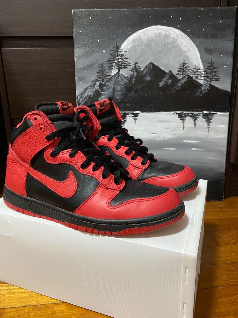 nike dunk high black action red