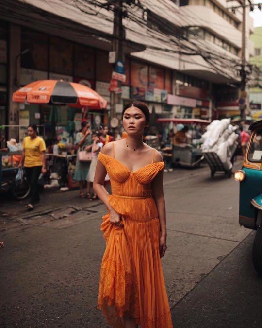 Self portrait 2025 orange chiffon dress