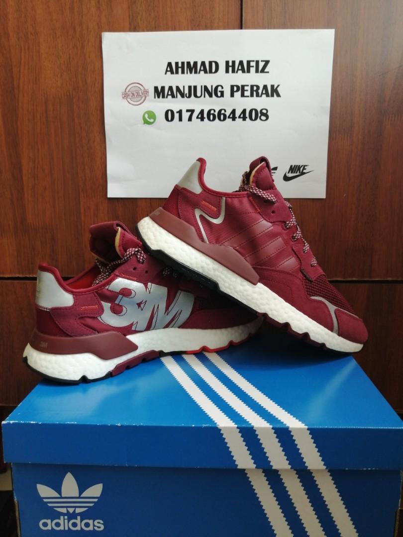 Adidas nite jogger burgundy on sale