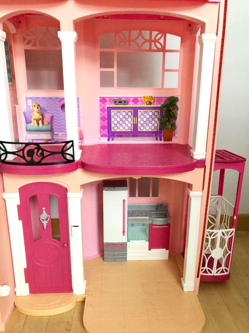 sold authentic barbie 3 stories deluxe dream house play house for girls kids children hobbies toys toys games on carousell