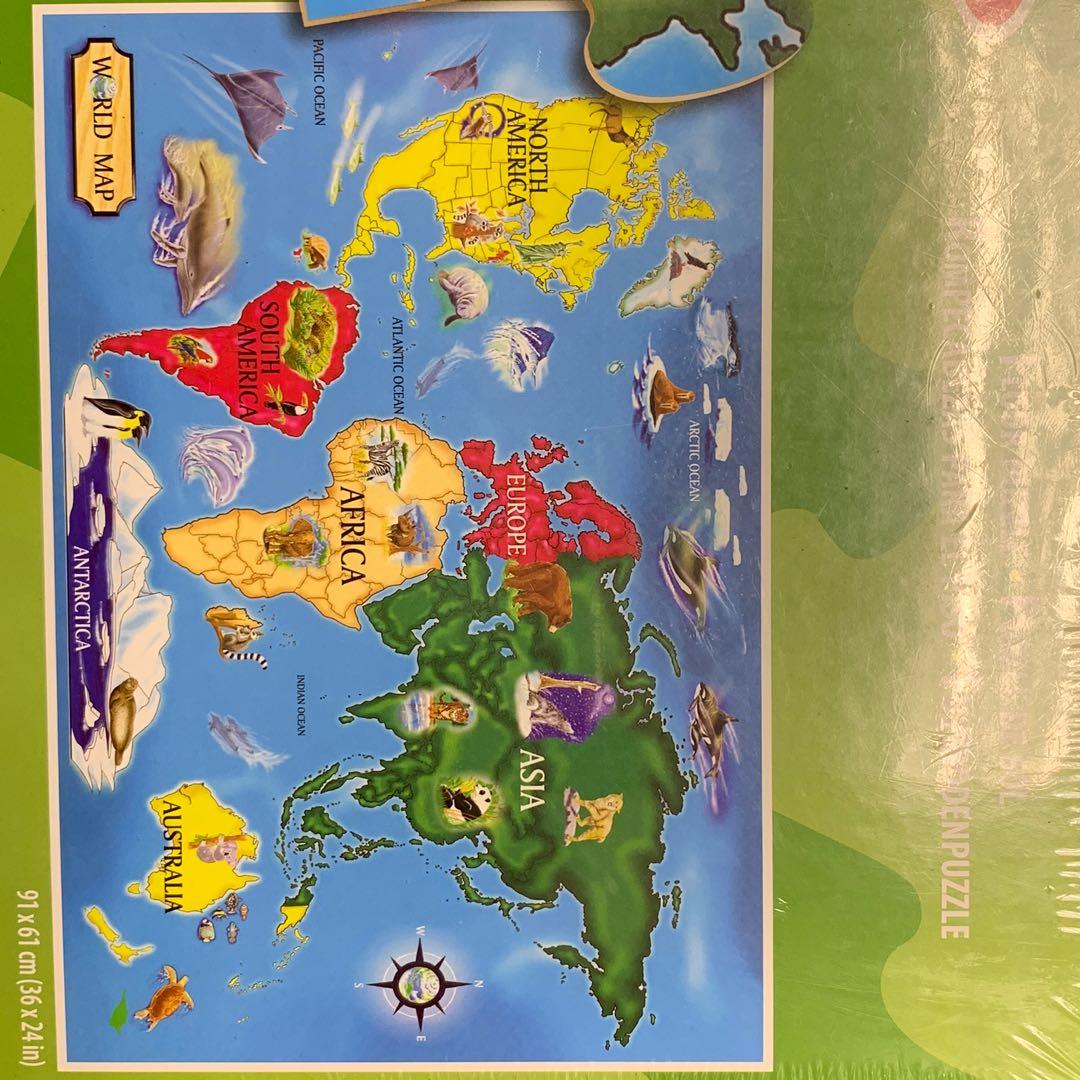 Big World Map Floor Puzzles 大世界拼圖, 興趣及遊戲, 玩具 & 遊戲類 Carousell