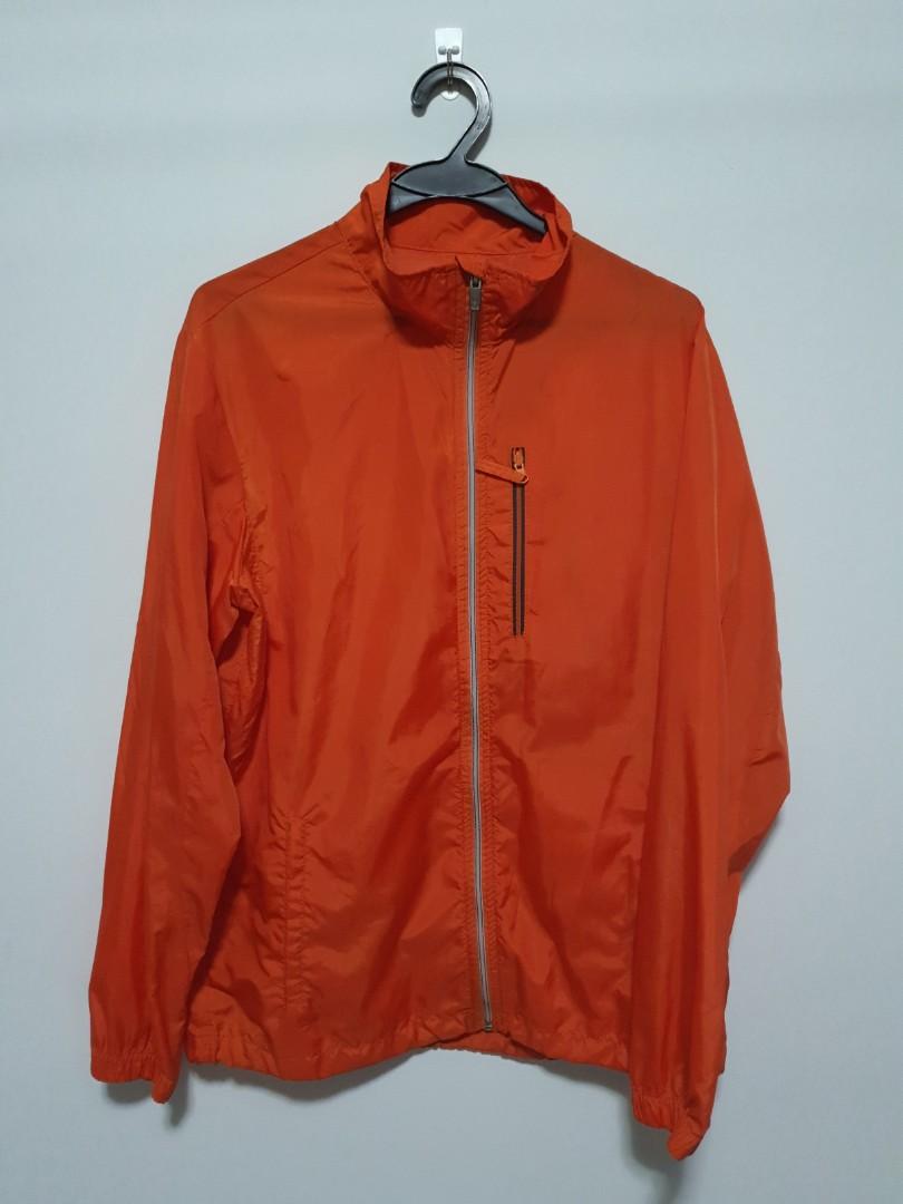 bright orange windbreaker