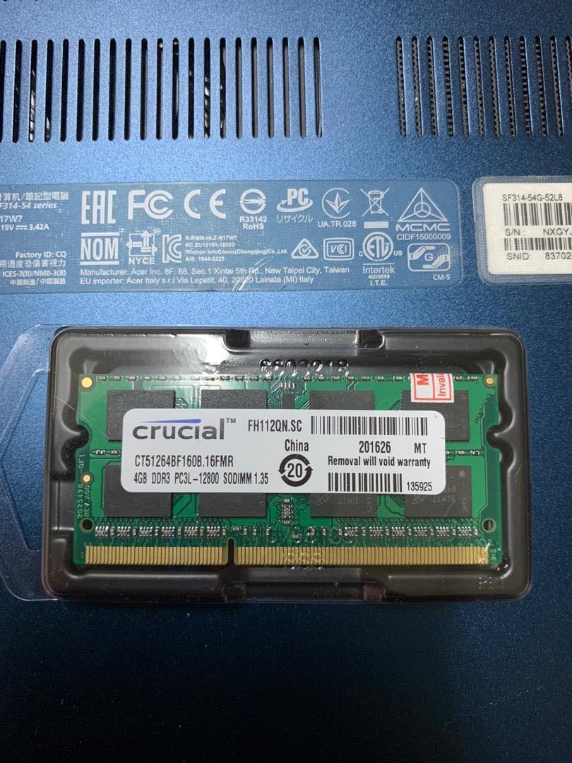 Crucial 4gb Ddr3 1600mhz Laptop Ram Electronics Computer Parts Accessories On Carousell
