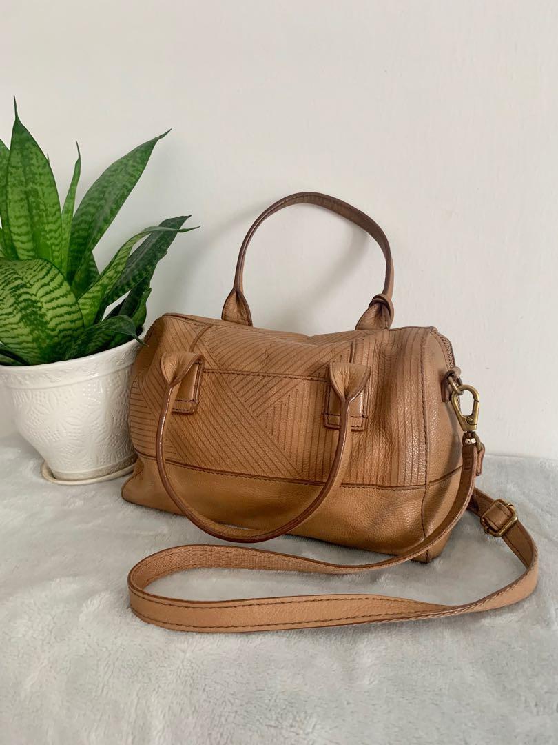 fossil leather tote
