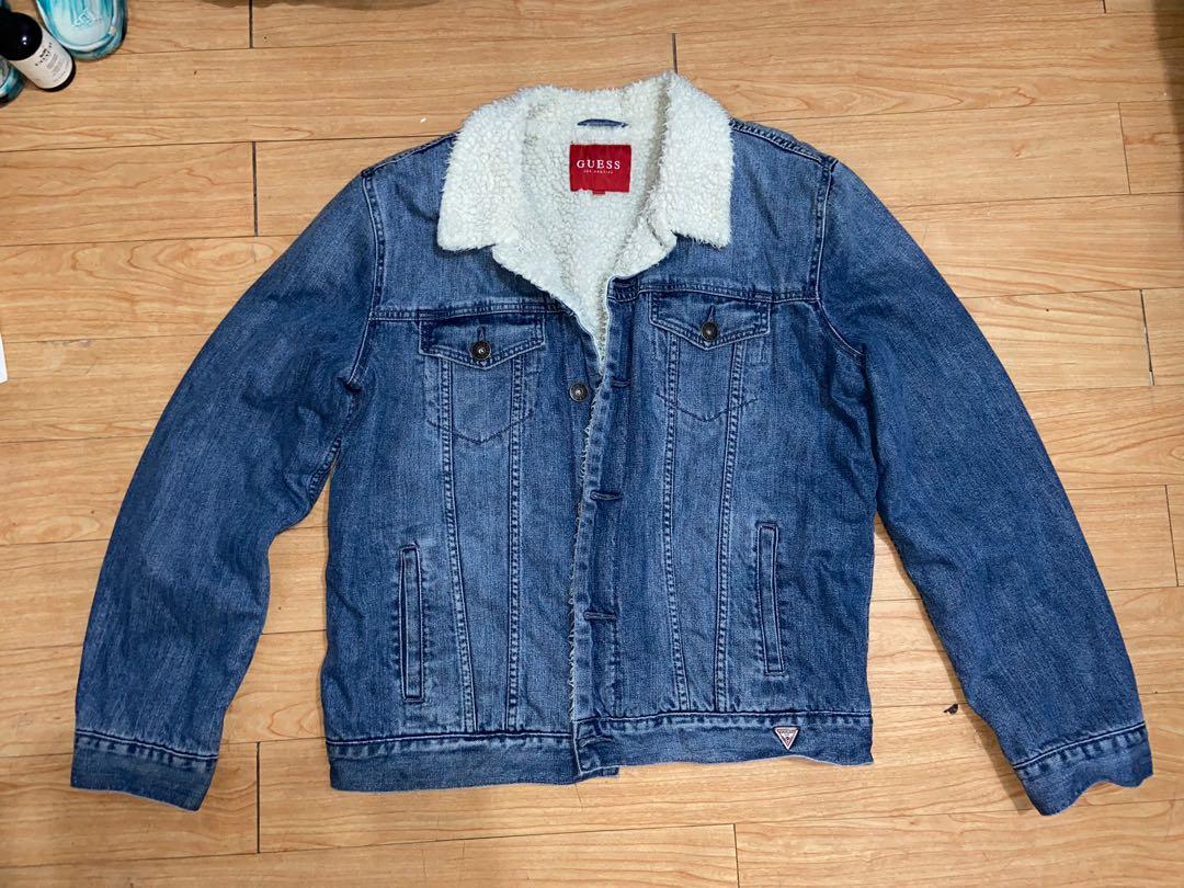 guess denim jacket with fur
