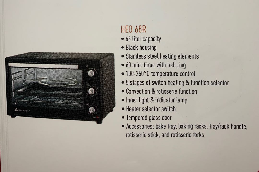 Hanabishi Electric Oven Heo 68r Home Furniture Home Appliances Other Kitchen Appliances On Carousell