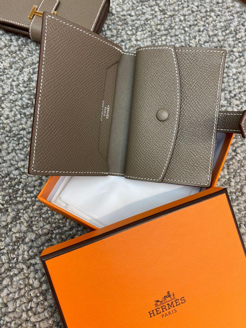 全新🆕Hermes Bearn mini wallet 錢包大象灰銀扣, 名牌, 手袋及銀包 