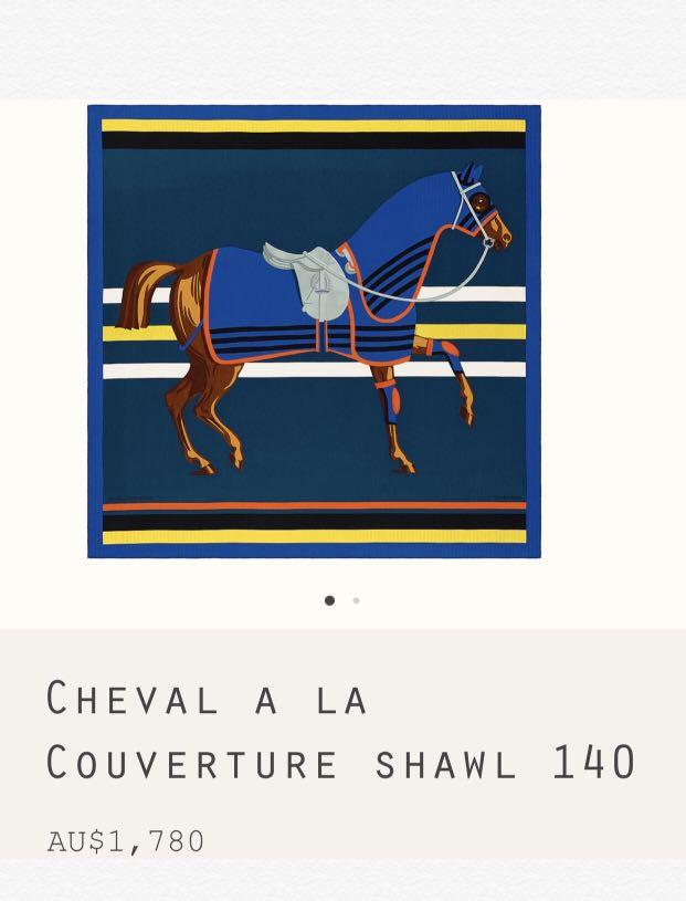 Hermes Shawl 140 (Category: Apparel) located in Singapore. Submitted by my.pre.love.n.i.c (Listing ID 1019838928, Image 1). Description: Come with full set with local receipt Brand new 💙 Shawl in cashmere and silk (70% cashmere, 30% silk) Made in France Dimensions: 140 x 140 cm.