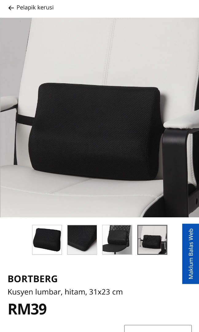 BORTBERG Lumbar cushion, gray, 31x23 cm (12x9) - IKEA