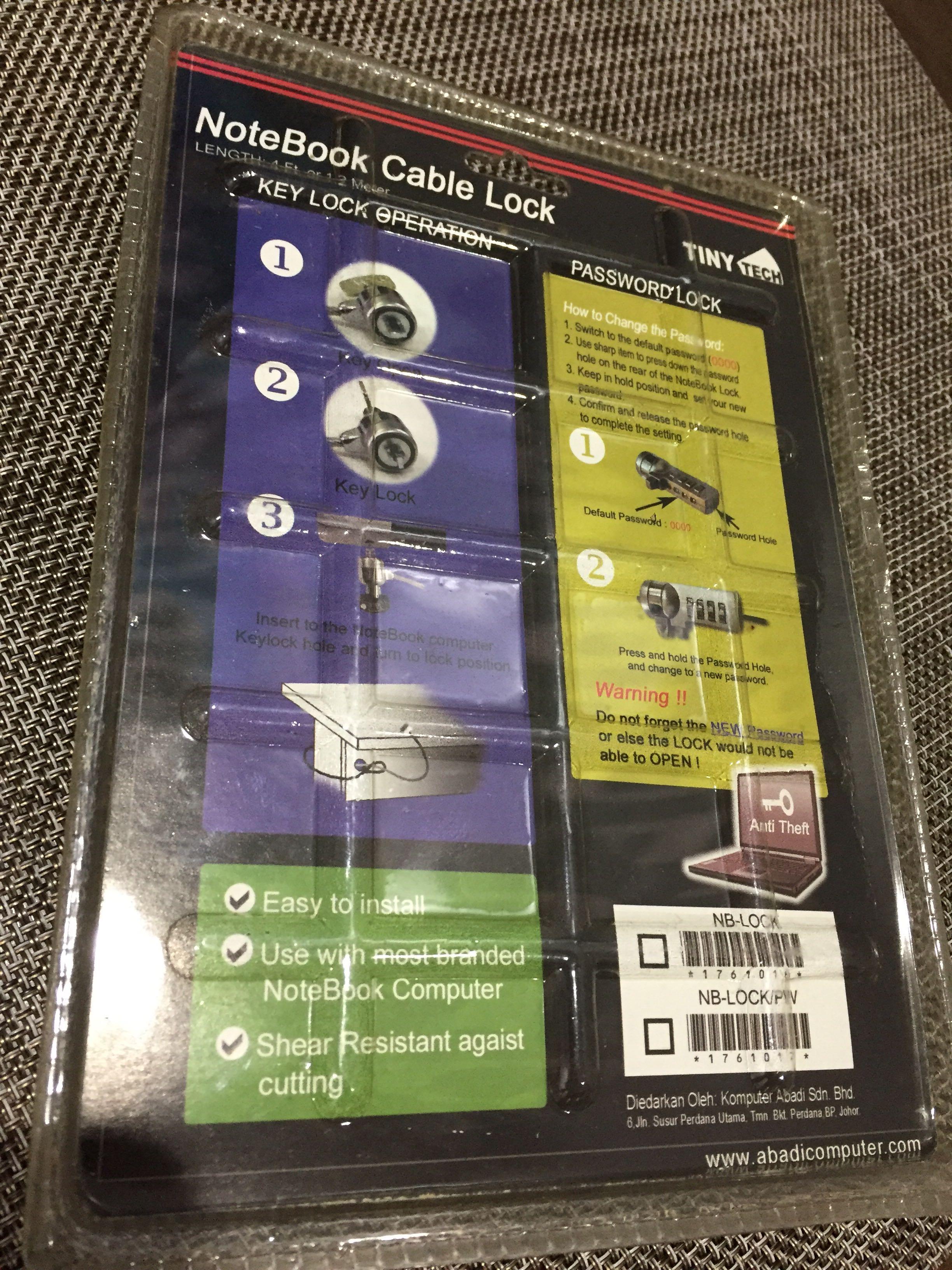 Laptop lock, Computers & Tech, Laptops & Notebooks on Carousell