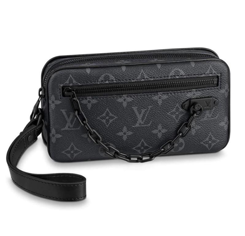 LV LV Unisex Pochette Volga Bag Monogram Eclipse Canvas in 2023