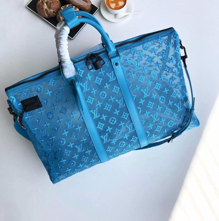 LOUIS VUITTON Monogram See Through Keepall Triangle Bandouliere 50 Turquoise  1257620