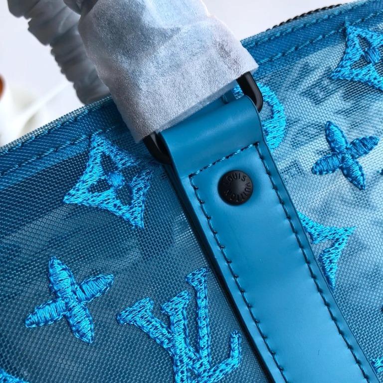 Louis Vuitton Blue Monogram Mesh Triangle Keepall Bandouliere 50