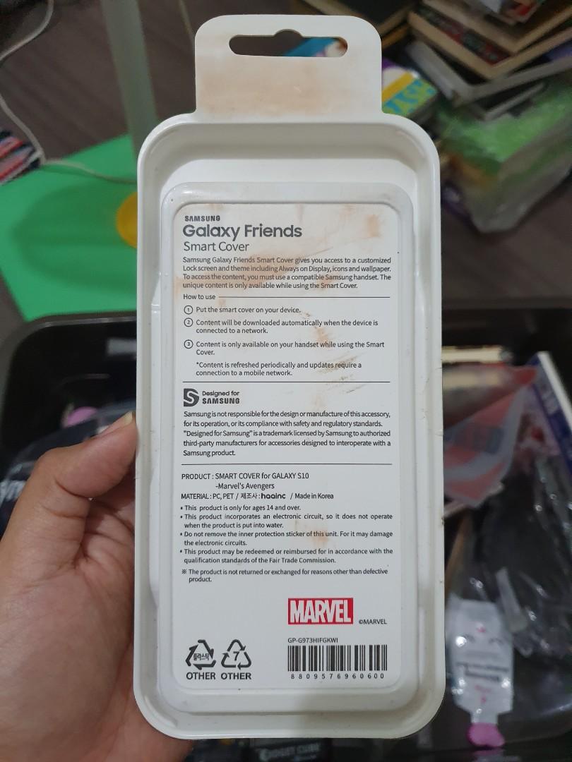 Marvel Smart Cover for Samsung Galaxy S10 (Category: Cases & Sleeves) located in Makati City. Submitted by yeli_ (Listing ID 1019786677, Image 2). Description: Please see pictures and link for more info. T&C (please read, important): https://ph.carousell.com/p/1008638007 Selling Price: 400php (final price) RFS: Decluttering. Strictly no swapping. #inMakati.