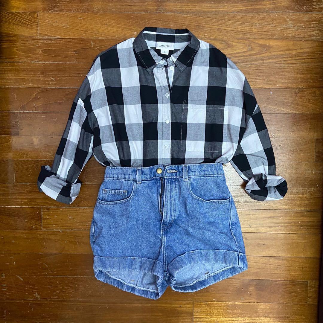 Monki gingham shirt clearance