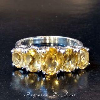 Natural Citrine Ring "7.5 Size 925 Sterling Silver
