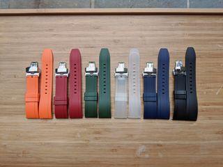 [New Colours] 20mm/22mm Silicone Rubber Watch Strap with Deployant Clasps
