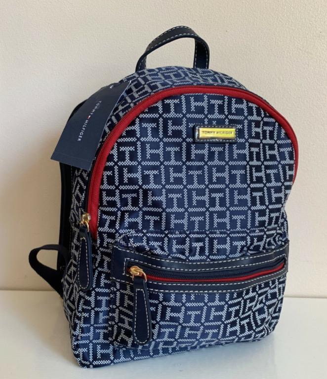 NEW TOMMY HILFIGER RED BLUE TRAVEL BACKPACK BAG PURSE 89 SALE