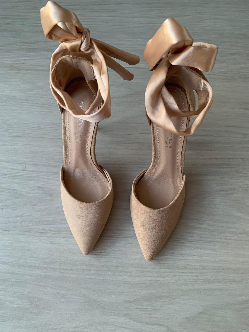 nude ribbon heels
