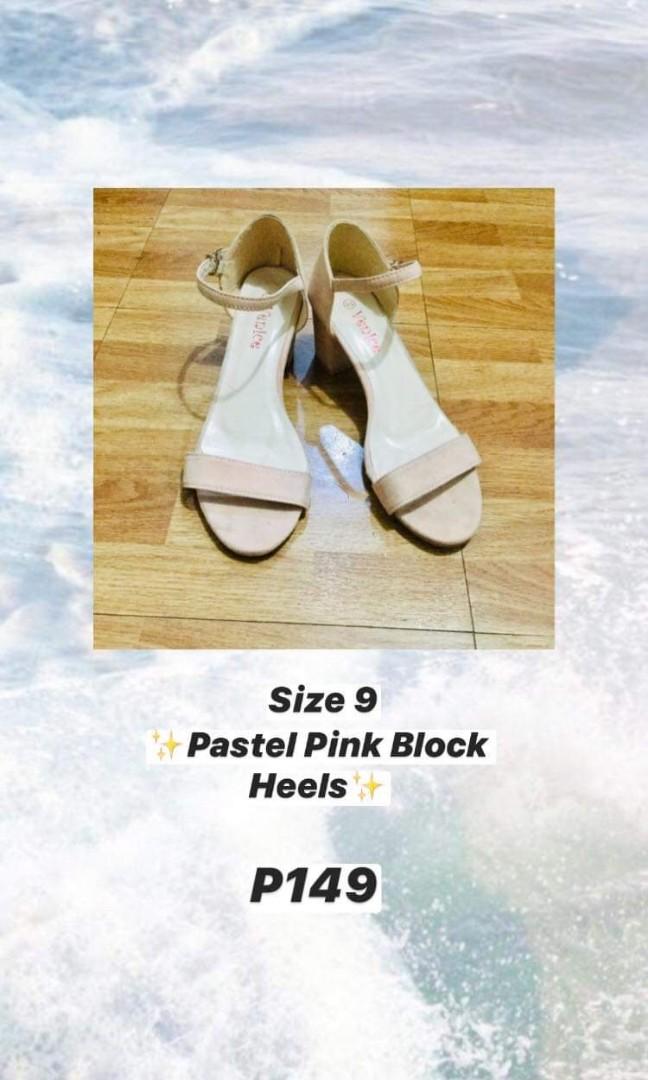 pastel pink block heels