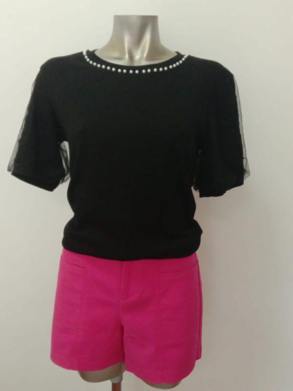 black mesh top with pearls