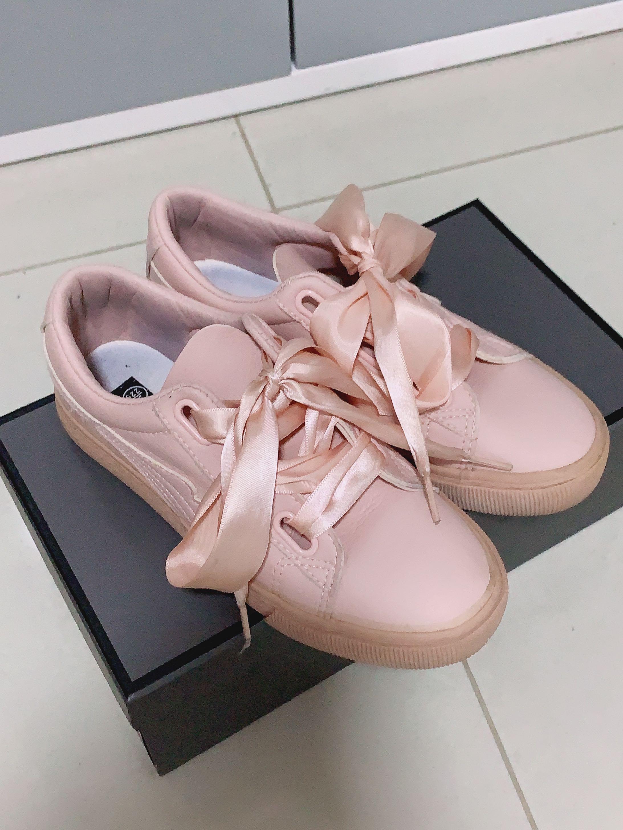 Pink ribbon sneakers shop