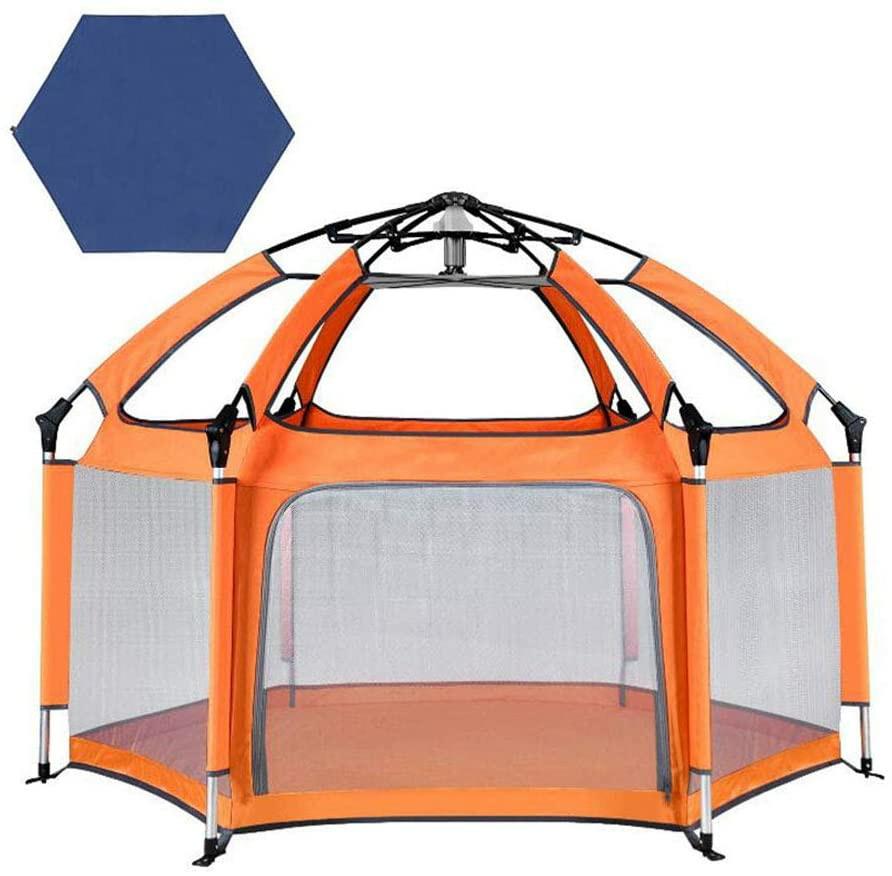 Portable Playpen (Category: Infant Playtime) located in Las Pinas. Submitted by clearancefanatic (Listing ID 1019845122, Image 1). Description: Foldable Compact Baby Playpen, Portable Playard Indoor and Outdoor,with UV Canopy,Mat and Carry Case, Safety Gate Kids Activity Center Playpen for Infants,Orange.
