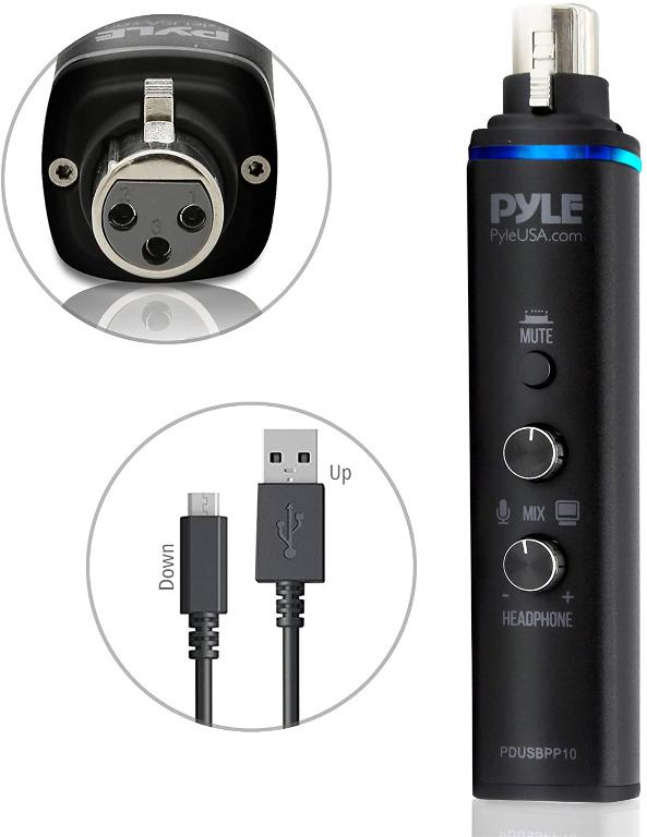 Pyle Microphone Xlr To Usb Signal Adapter Universal Plug And Play Xlr Mic To Pc Adaptor For Digital Recording W Mix Audio Control 48v Phantom Power Headphone Volume Usb Cable Pdusbpp10 Electronics Audio