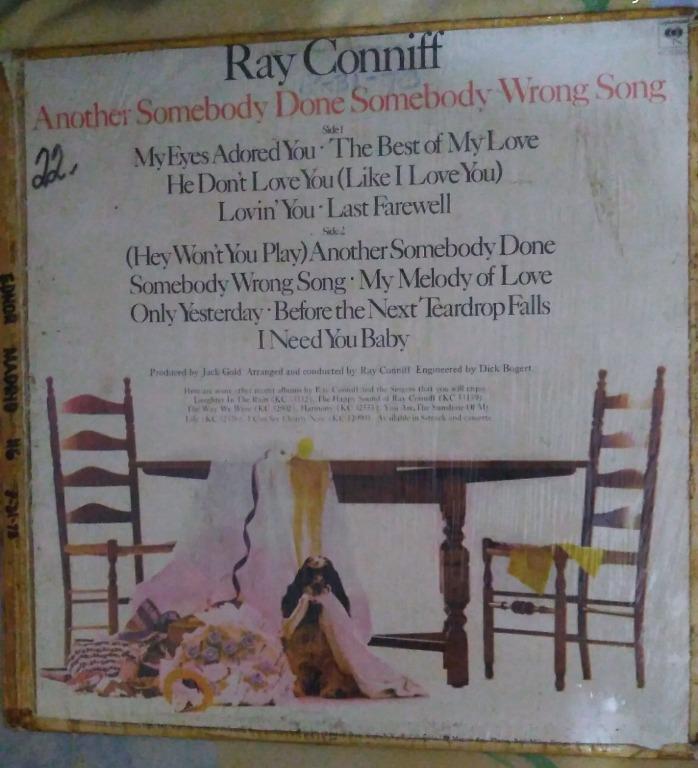 Ray Conniff - Another Somebody Done Somebody Wrong Song (Category: Vinyls) located in Caloocan City. Submitted by junmadrid (Listing ID 1019790671, Image 2). Description: Long Playing Record Ray Conniff - Another Somebody Done Somebody Wrong Song ablum Php 700.00 Both sides of the vinyl are in good condition Songs included: My Eyes Adored You The Best of My Love He Don't Love You (Like I Love You) Lovin' You Last Farewell (Hey Won't You Play) Ano