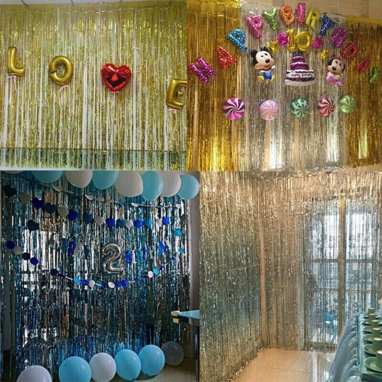 Details about   WR_ EY_ WO_ Fancy Metallic Fringe Curtain Wall Door Room Birthday Wedding Party 