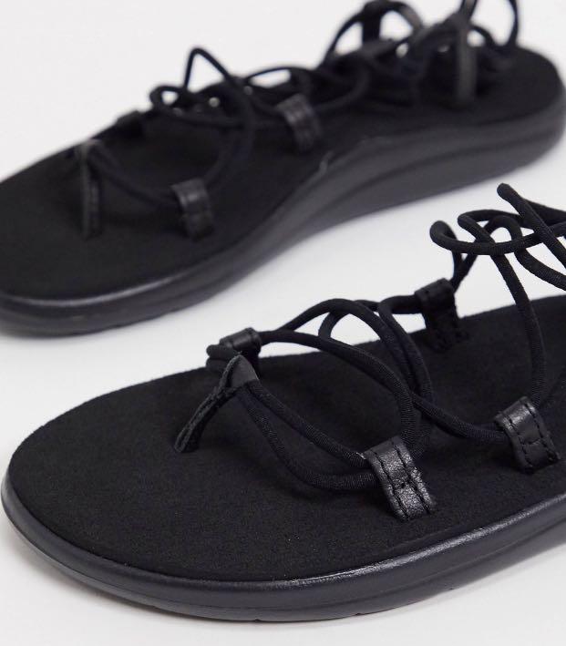 teva voya infinity lace up sandals in black