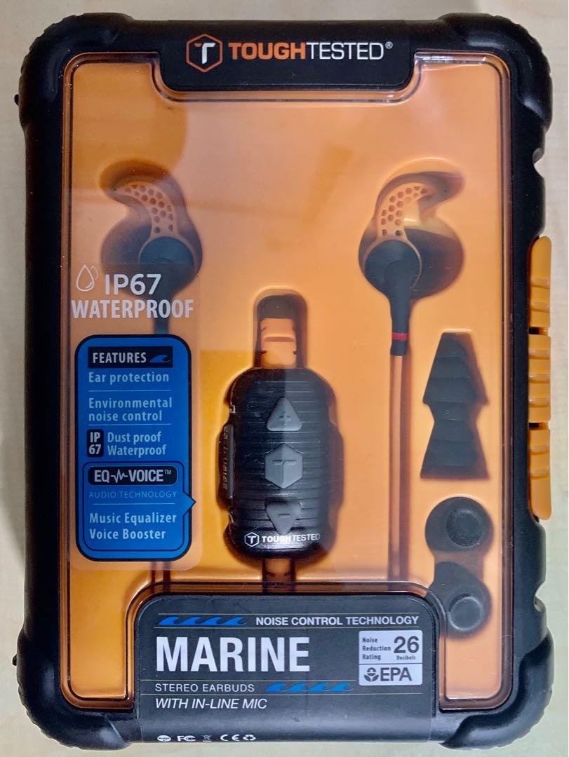 Tough Tested Marine Waterproof Noise Control Earbuds With In line Mic