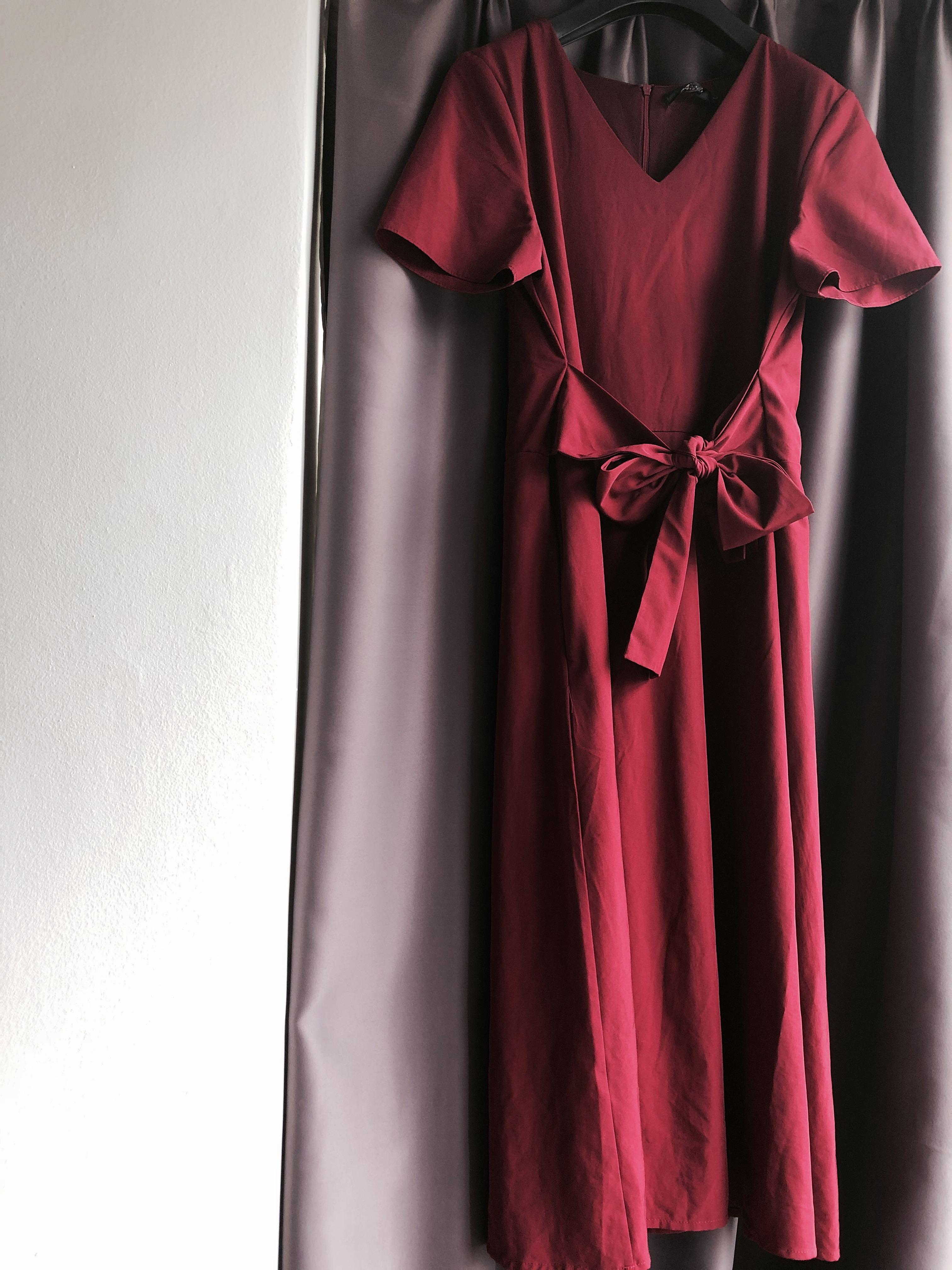 maroon colour long dress
