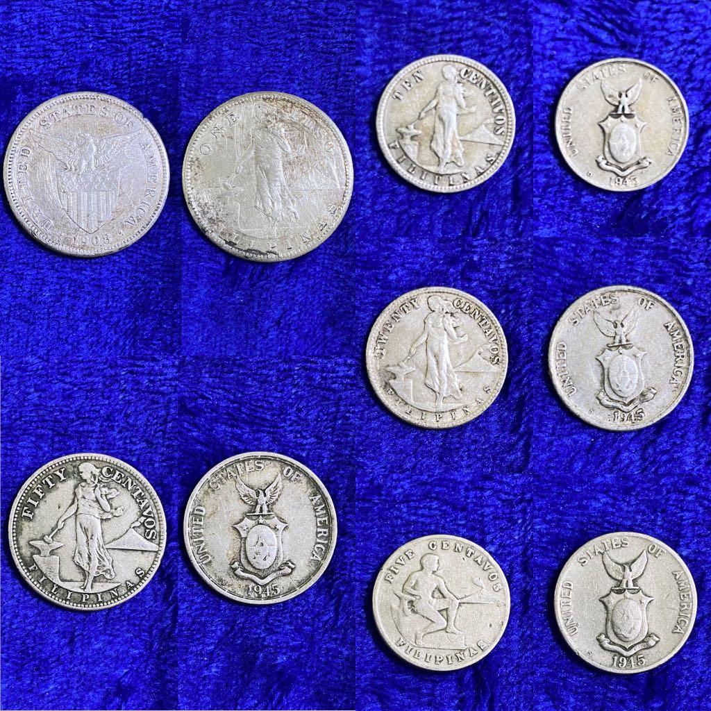 USPI COINS SET 1 Peso 50 Cents 20 Cents 10 Cents 5 Cents US 